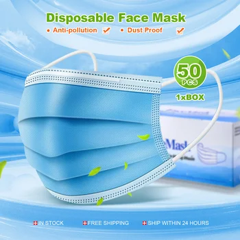 

50 PCS High Quality Non Woven Disposable Face Mask 3 Layers Earloop Anti-Dust Face Masks Disposable Mouth Mask In stock !