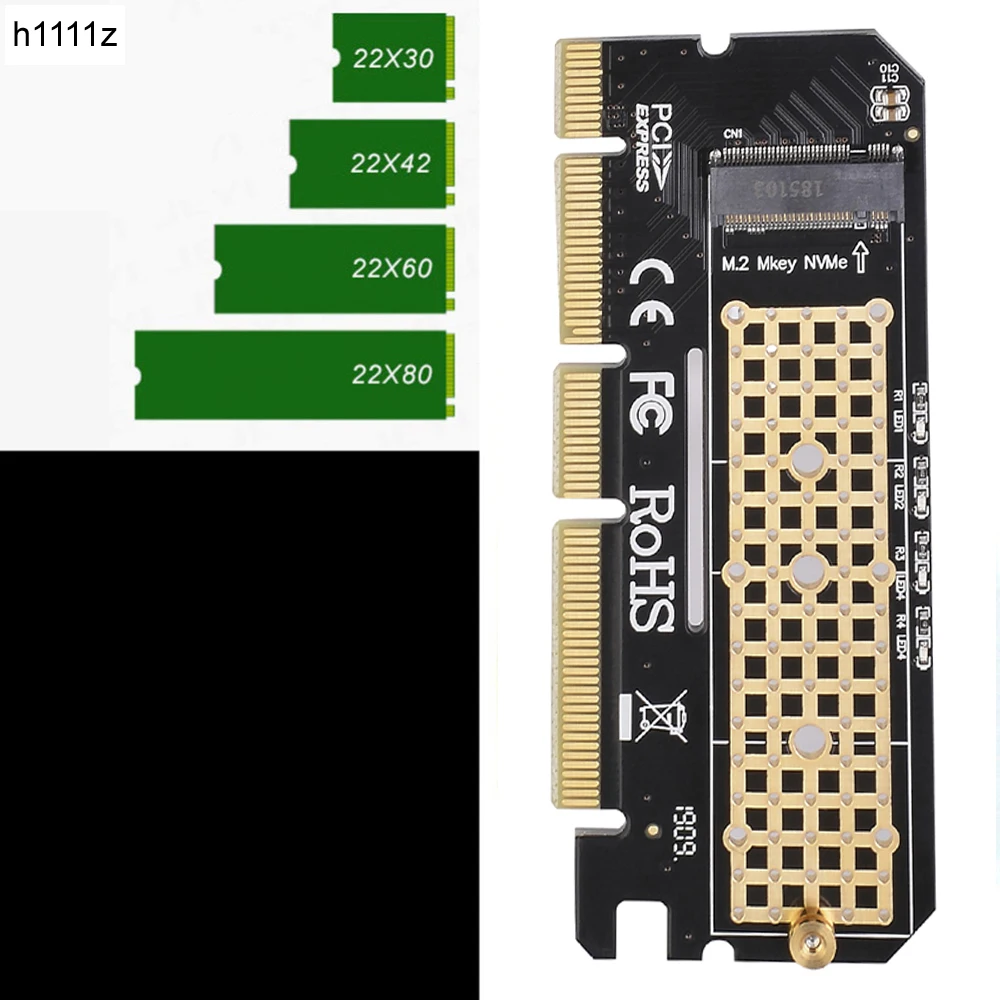 

New arrival aluminium alloy shell Led Expansion Card Computer Adapter Interface M.2 NVMe SSD To PCIE 3.0 X16