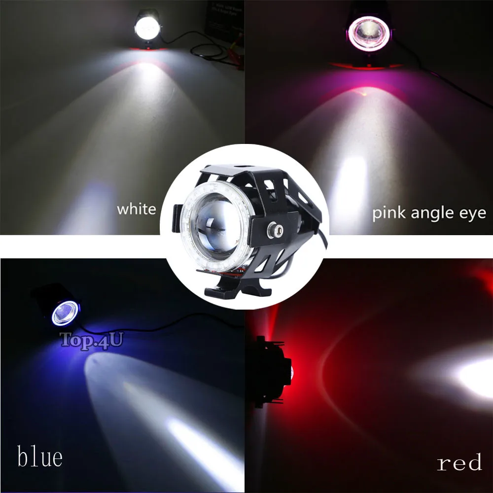 2 x High Power U7 Angel Devil Eye Light 125W Motorcycle LED Fog Spot light + 1pc switch as gift for U7 Light