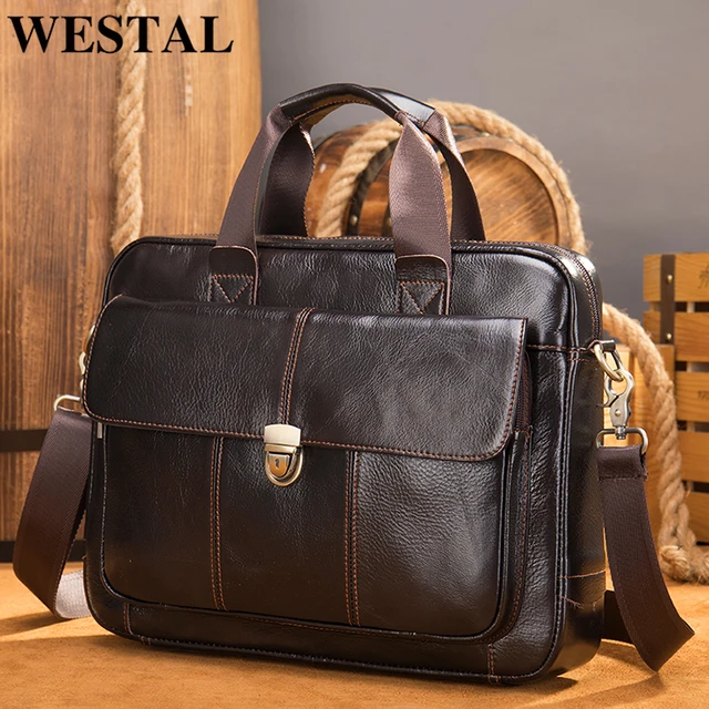 WESTAL's Genuine Natural Leather Briefcase Bags / Laptop Bags for Men