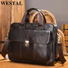 WESTAL Men's Briefcase Genuine Leather Laptop Bag 14 Men's Leather Handbags Office Bag for Men Porte Document  Bags for Man 315 1