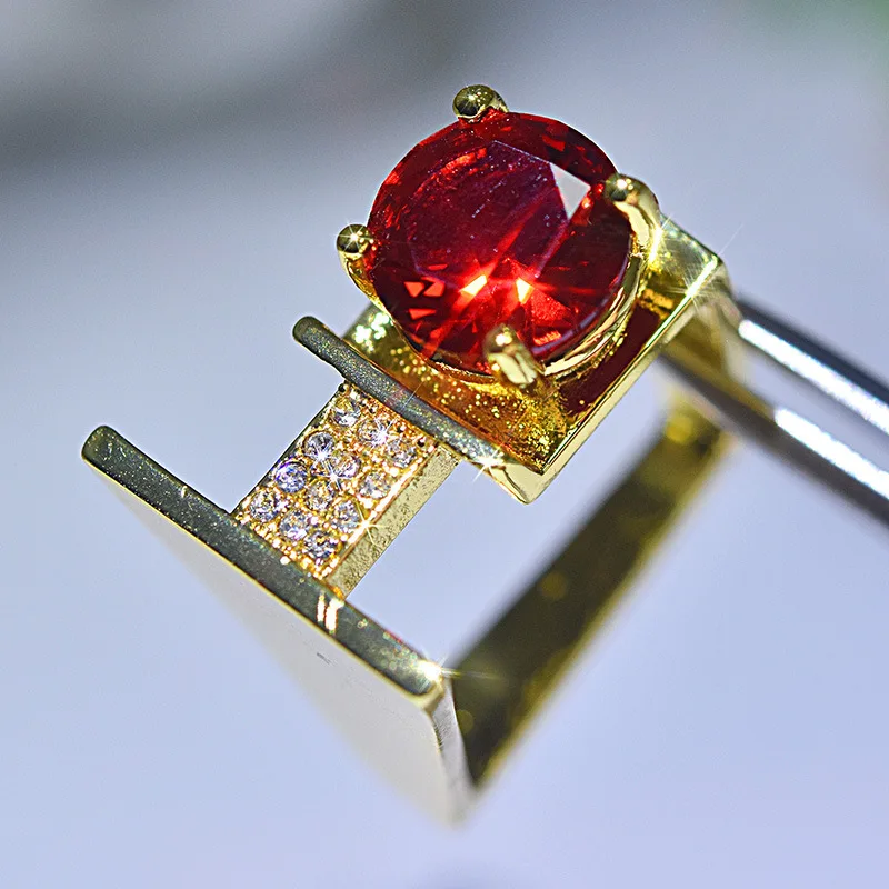 

NEW Female Gold Plated imitation ruby Crystal Zircon Irregular Ring Engagement Wedding Ring For Women Best Gifts Ring Jewelry