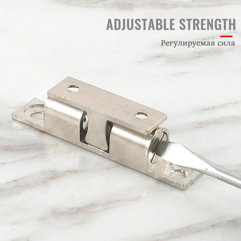 NAIERDI 2PCS Pure Copper Adjustable Cabinet Catches Double Ball Cabinet Closet Latch Clip Door Catches Furniture Fittings