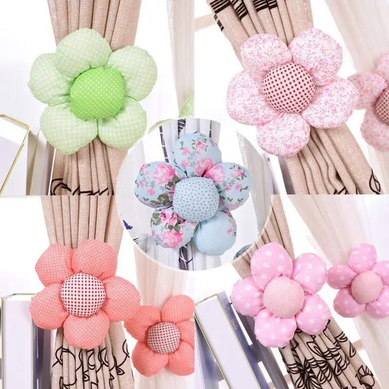 

1Pcs Flower Curtain Tieback Buckle Clamp Hook Fastener For Home Decor 4 Colors Curtain Poles Tracks & Accessories Home Decor