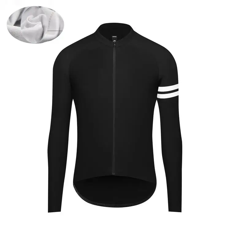 Мужская Зимняя Теплая Флисовая футболка с длинным рукавом для велоспорта, одежда для горной дороги, уличная одежда для триатлона, велосипедная одежда - Цвет: Fleece Jersey