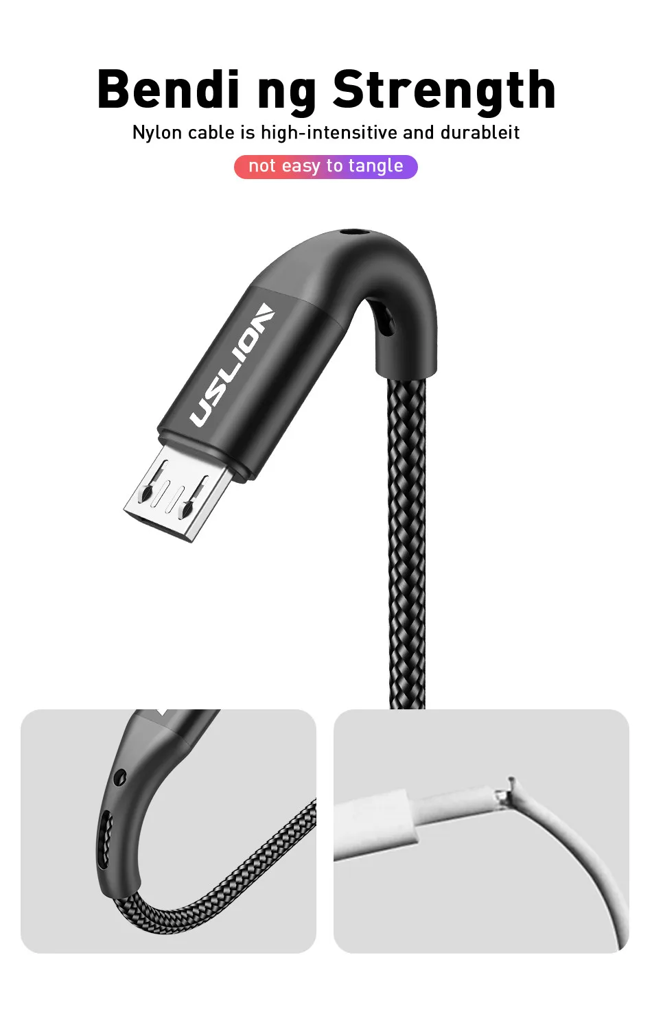 USLION 3A кабель Micro USB для быстрой зарядки для Xiaomi Redmi Note 5 Pro, для замены телефона на Android, для samsung S7, кабель для передачи данных