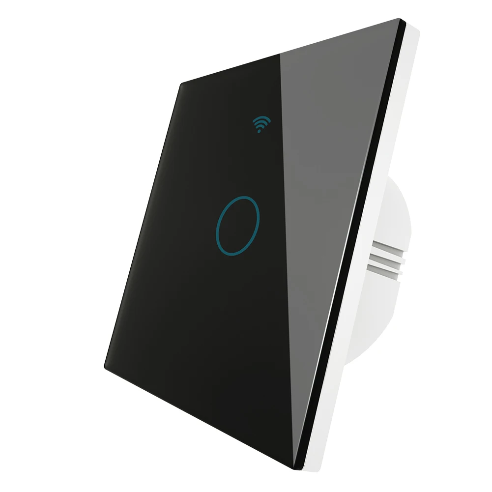 1 Gang Switch Black WiFi смарт-Стекло Панель переключатель приложение Tuya дистанционного Управление работать с Alexa Echo Google Home RF433 ЕС Тип сенсорный экран черный 1/2/3 - Комплект: 1 Gang Switch Black