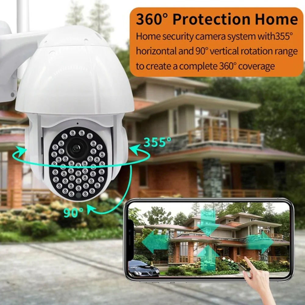 1080P две антенны PTZ IP камера Wifi 2MP Облачное хранилище 46 шт. светодиодный светильник сирена сигнализация P2P аудио домашняя камера видеонаблюдения