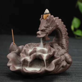 

Purple Sand Dragon Back Flow Incense Burner Home Decor Furnishings Free 50pcs Incense Cones