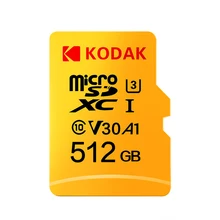 Kodak U3 V30 класс 10 Micro SD карта SDXC SDHC SD карта памяти TF флэш-карта 512 ГБ 256 ГБ для хранения видео безопасная карта памяти