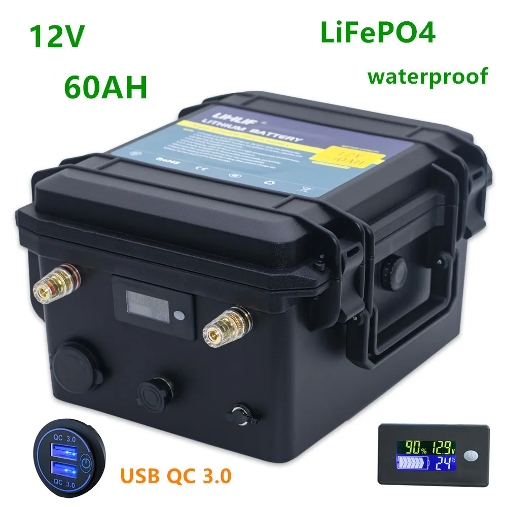 12V 60ah Lifepo4 аккумулятор lifepo4 60AH литиевый водонепроницаемые батареи для инвертора