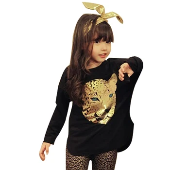 

Retail 2020 Fashion Autumn Children Girls Clothing Sets Kids Girl 2pcs Leopard Suits Long sleeve T shirt + Leopard Leggings