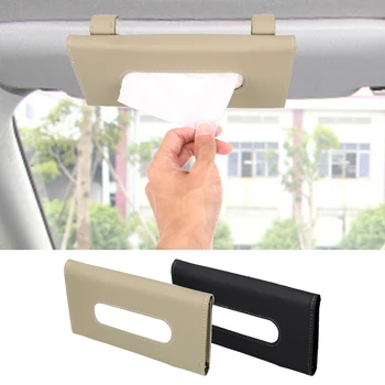 

LEEPEE PU Leather Car Tissue Box Interior Accessories Car Styling Seat Back Armrest Sun Visor Napkin Holder Universal