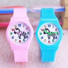 Aliexpress - Girls Boys Fashion Rubber Candy Strap Zebra Cartoon Watches Students Cute Pink Waterproof Electric Learn Time Wristwatches