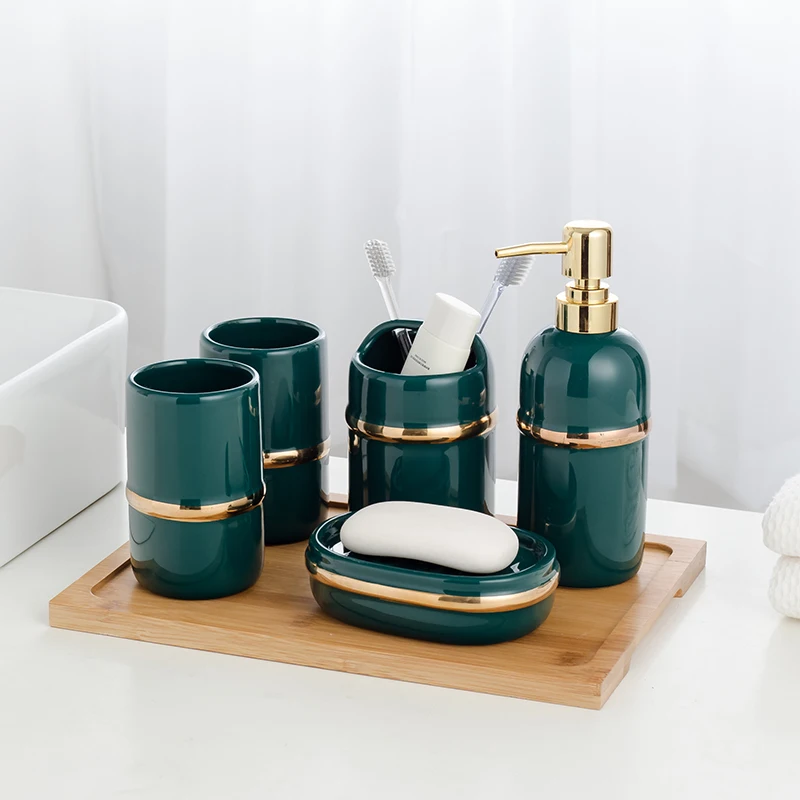 Bathroom Decoration Set Five-piece Ceramic Supplies Kit Four-piece Wash Light Luxury Mug | Дом и сад