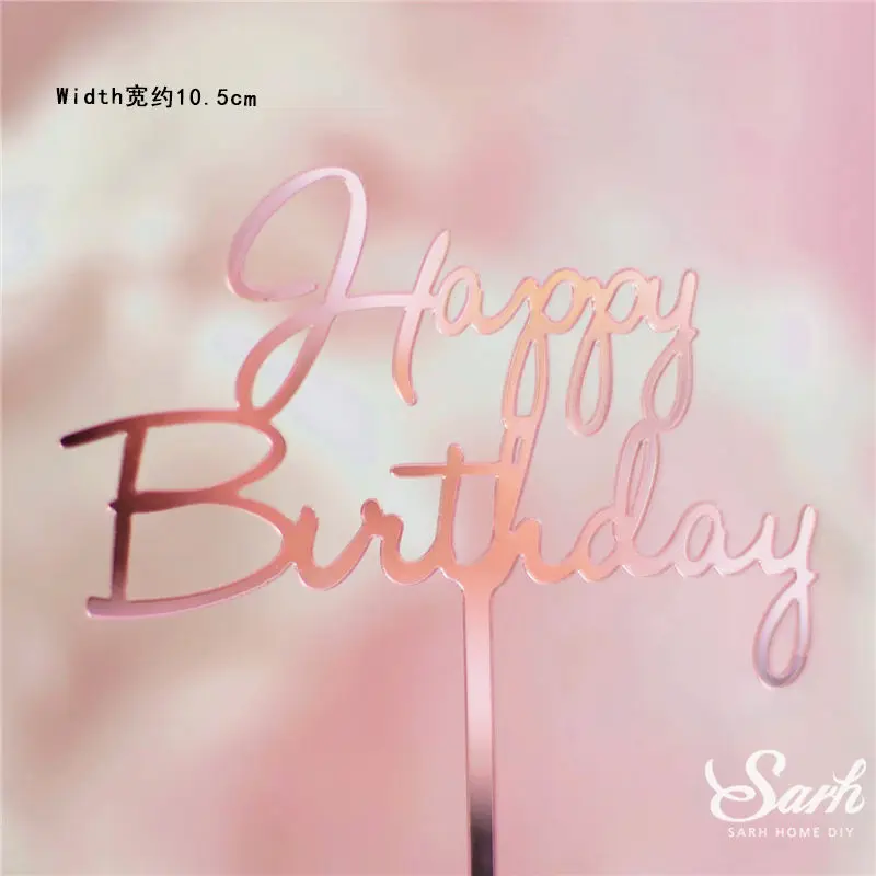 2 шт., золотой, черный, с надписью «Happy Birthday», «Oh Baby», крючок, топпер для торта, для выпечки, вечерние украшения, подарки на день Святого Валентина, юбилей, любовь - Цвет: 2pc birthday R