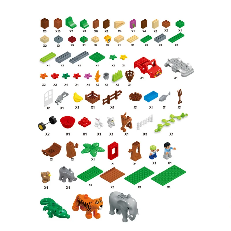 138 шт тигр олень слон джунгли наборы животных строительные блоки детские игрушки-персонажи DIY большой размер кирпичи детский подарок для детей