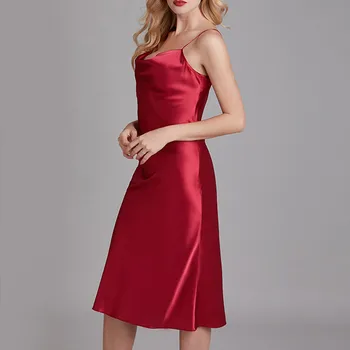 

Ladies nightdress summer sexy hot sale suspenders polyester silk nightdress casual comfortable nightdress пижама женская 40*