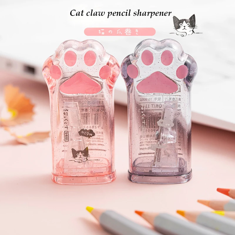 Mohamm Pencil Sharpener Random Color Creative Cat Paw Kawaii Stationery School Supplies | Канцтовары для офиса и дома