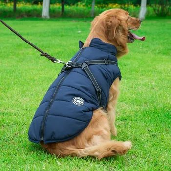 

Dog Cotton-padded Jacket Clothing Winter Windproof Cotton Vest Clothes for Golden Retriever Large Dogs Pet Reflective Costume