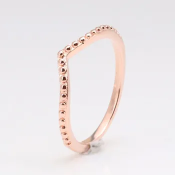 

Original 925 Sterling Silver Pan Ring Rose Gold Wishing Bone Ring For Women Wedding Party Gift Fashion Jewelry