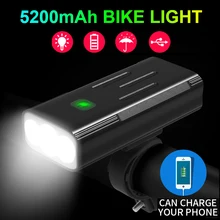 NEWBOLER Potente luz de bicicleta 5200mAh como Power Bank USB recargable 1100 lúmenes Luz delantera de bicicleta Impermeable LED Faro de bicicleta