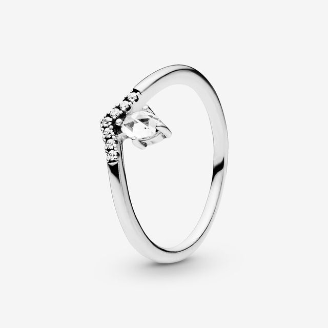 Sterling Silver Rings For Women Original Tiara Heart Wishbone Engagement Rose Gold Wedding Stacking Ring Crystals Jewelry