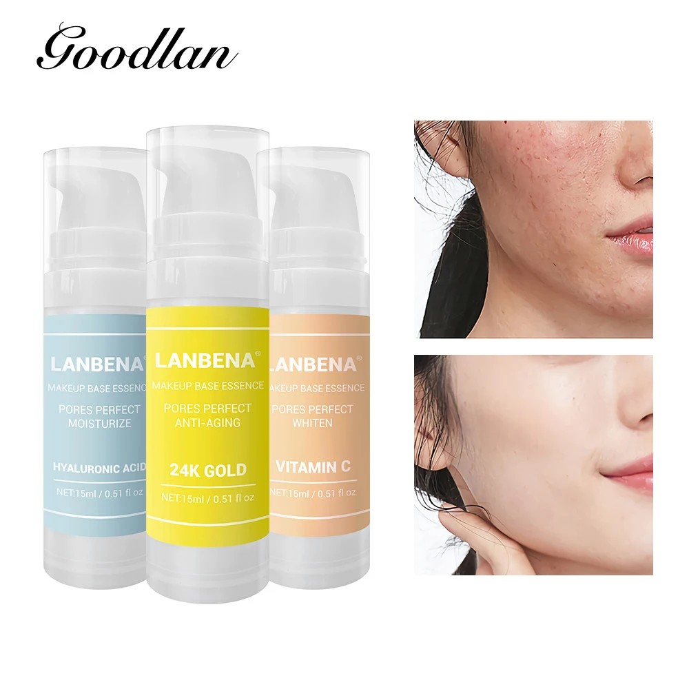 

LANBENA Makeup Primer Make Up Base Serum Face Skin Care Essence Moisturizing Whitening Spray 24K Gold Shrink Pore Cosmetic Cream