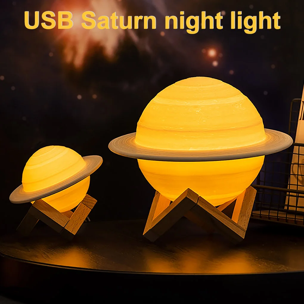 

3D Moon Night Lamp USB Remote Control Colorful LED Night Light Bedroom Bedside Saturn Light Home Decor New Year's Best Gift