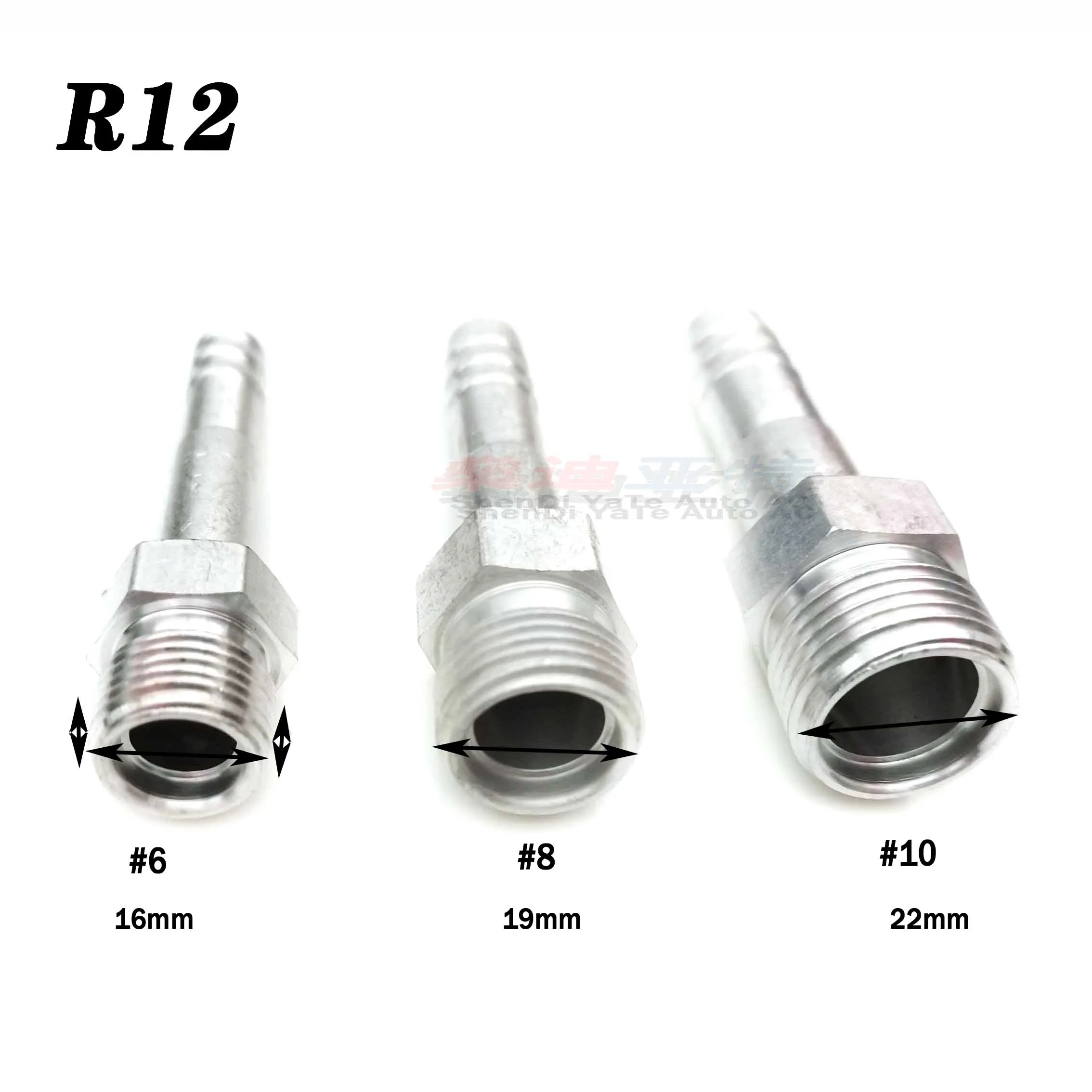 R12 # 6 # 8 10 Straight Male Insert Barbed O-Ring for A/C Refrigerant Hose Fittings Outer Thread Connector Joints Fixture