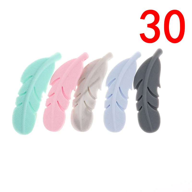 ATOB 30PCS Silicone Bite Beads Feather BPA Free Teether DIY Necklace Baby DIY Rodent Silicone Nursing Pendant Chewing Beads - Цвет: sweet