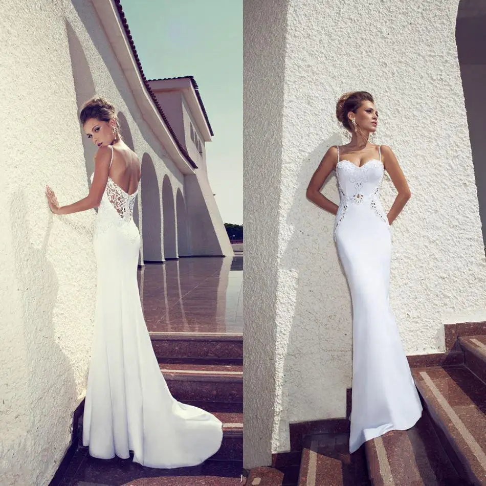 

Sheath Unique 2018 Strapless Appliques Embellishment Satin Bridal Gown Robe De Mariage vestido de noiva bridesmaid dresses
