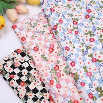 

145cm Wide Fresh Soft Daisy Flower Printed Fabrics for Patchwork Cotton Sewing Fabric Making for Dress DIY Decoration Home Cloth