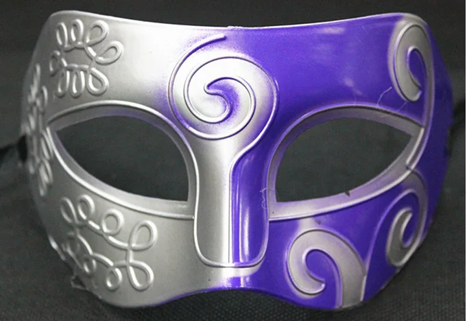Джентльменская джазовая загадочная маска для глаз мужские вечерние косплей маскарад танцевальный карнавал пластиковая резная полумаска для лица - Цвет: Silver purple