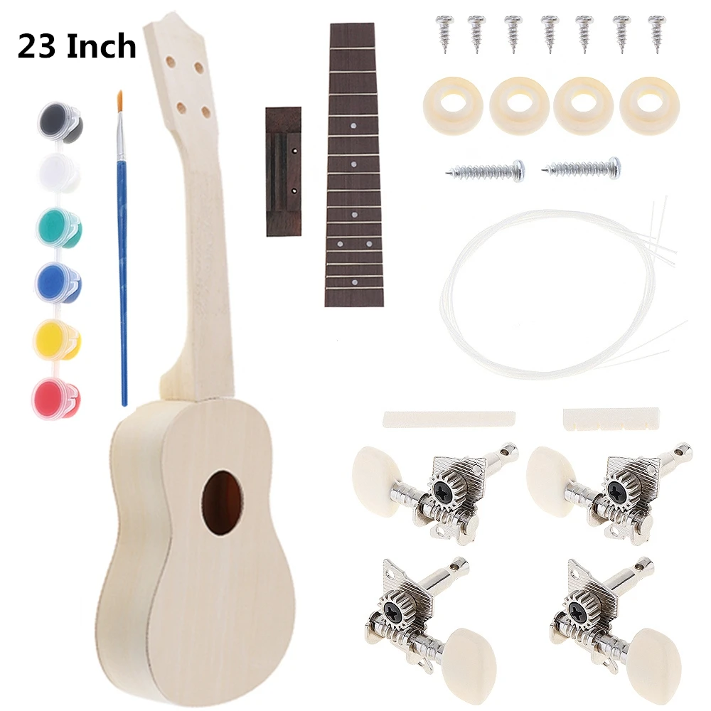 

23 Inch Ukulele DIY Kit Professional Rosewood Fingerboard Hawaii Guitar for Handwork Painting Parents-child Campaign