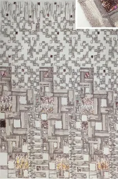 

fashionable tulle embroidery french net lace fabric yaking-58.6803 with beads for party dress