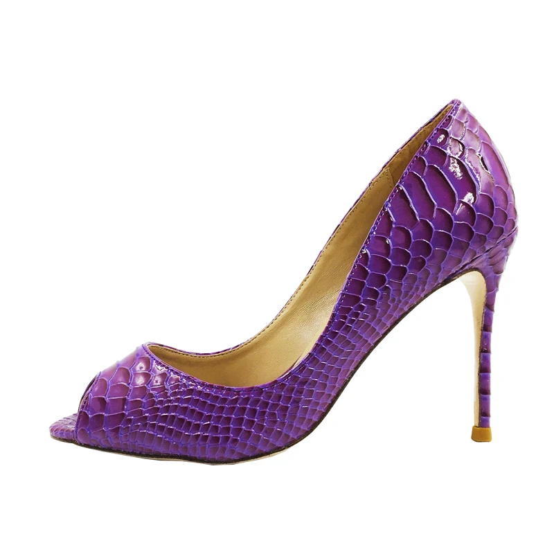 

Стельки женские из натуральной кожи, с принтом змеиной кожи, с открытым носком, элегантные туфли-лодочки на тонком высоком каблуке