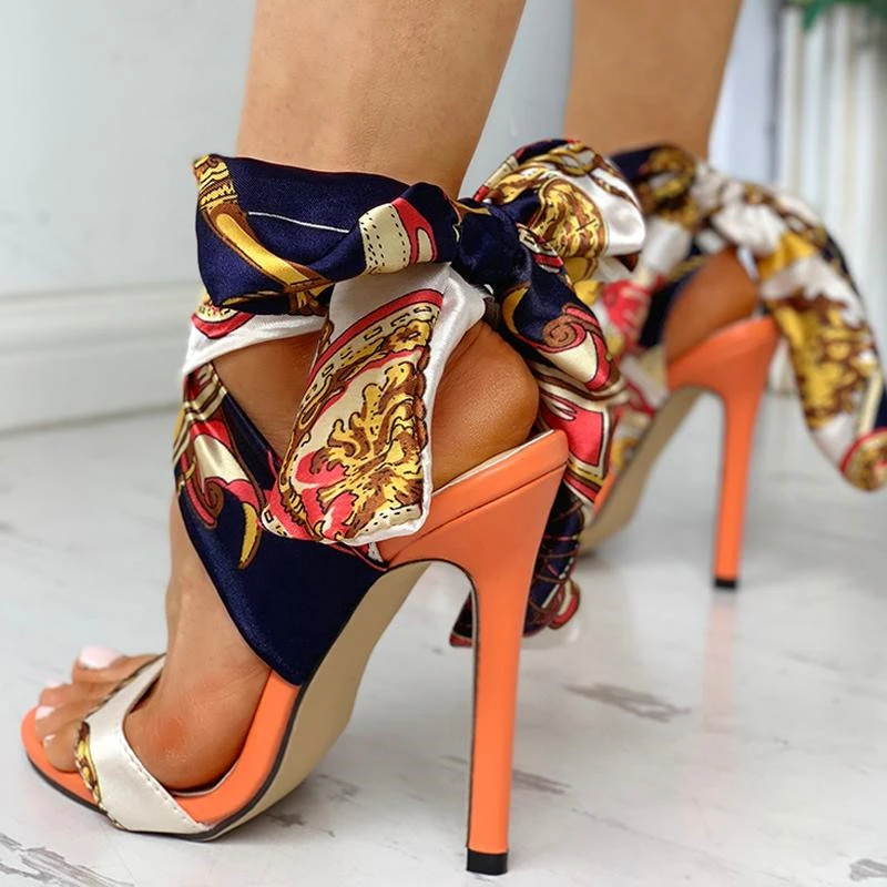 

Top Quality 2020 Summer Sexy Rome Shoes Ribbon Lace Up super high heel 11cm Sandals Women stiletto colorful sandalias mujer