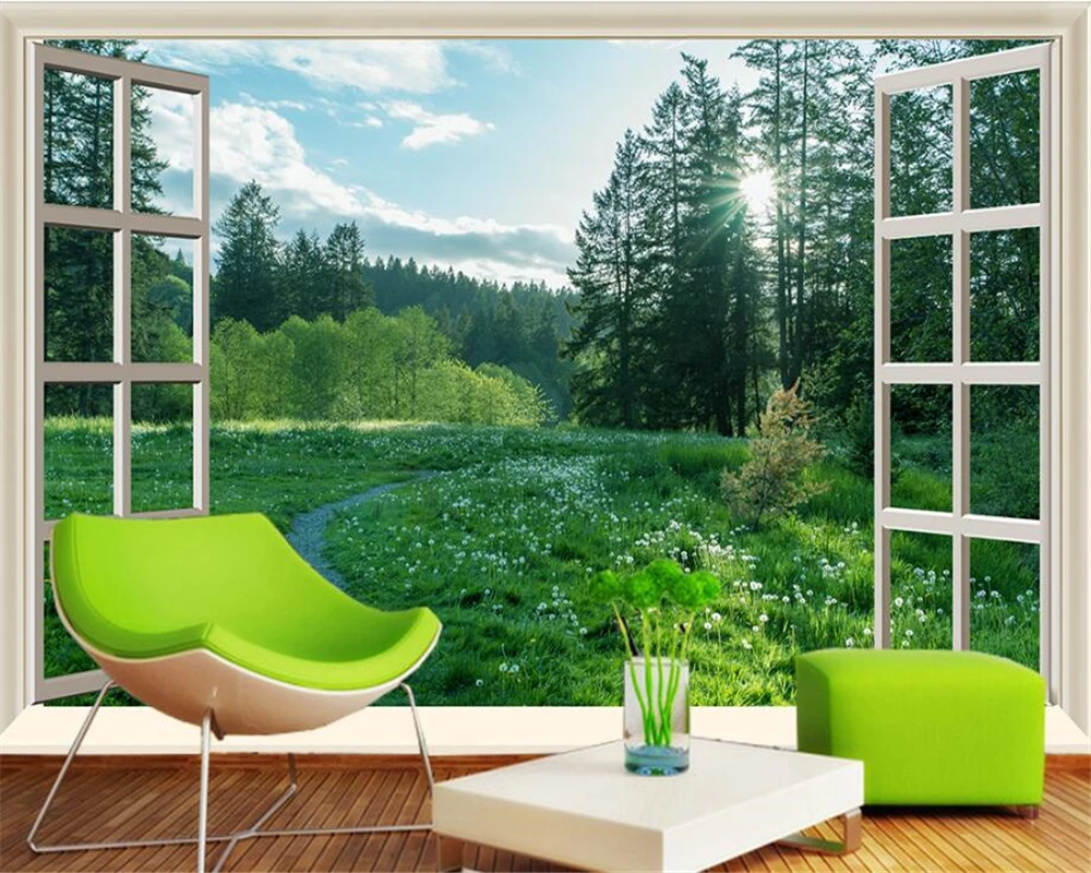 Beibehang Large Custom Window Outside The High Definition Green Space