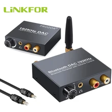 LiNKFOR 192kHz Digital to Analog Audio Converter with Bluetooth Receiver Wireless DAC Audio For HiFi Stereo Audio Bluetooth DAC lusya bluetooth 5 0 qcc3003 wireless receiver ess9023 dac decoder hifi preamplifier lossless bluetooth adapter t0014