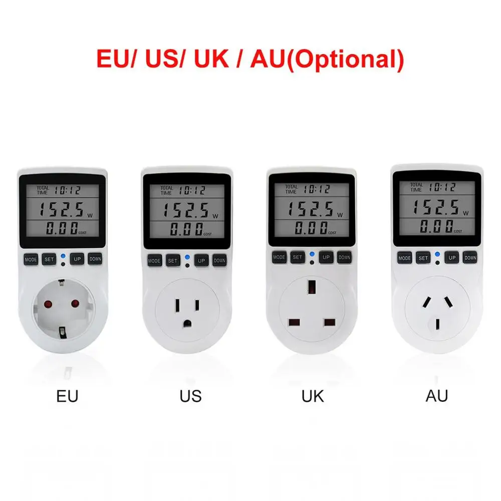 

Power Meters Digital Wattmeter Energy Meter Watt Monitor Electricity KWH/Cost Alarm Measuring Socket Analyzer