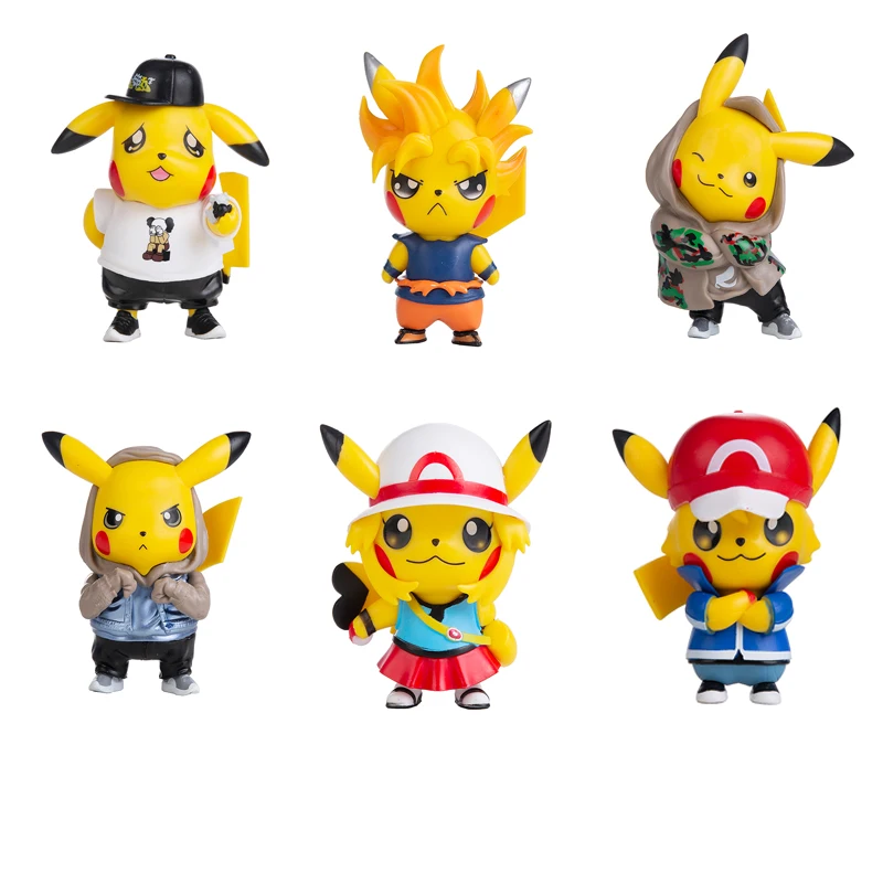 6Pcs/set Pokemon Pikachu Anime Characters High-quality Toy Model Fire Dragon Anime Doll Children's Christmas Birthday Best Gift