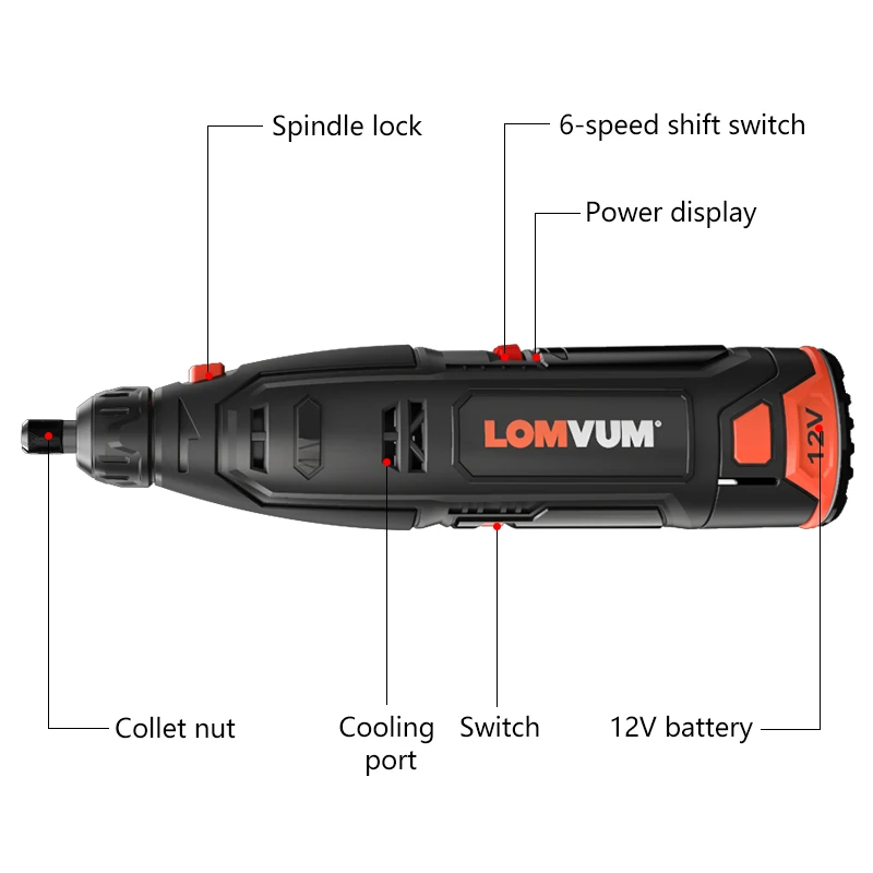  LOMVUM Electric Grinding DIY Mini Rotary Tool Lithium Battery Drill Variable Speed Wood Carving Pen