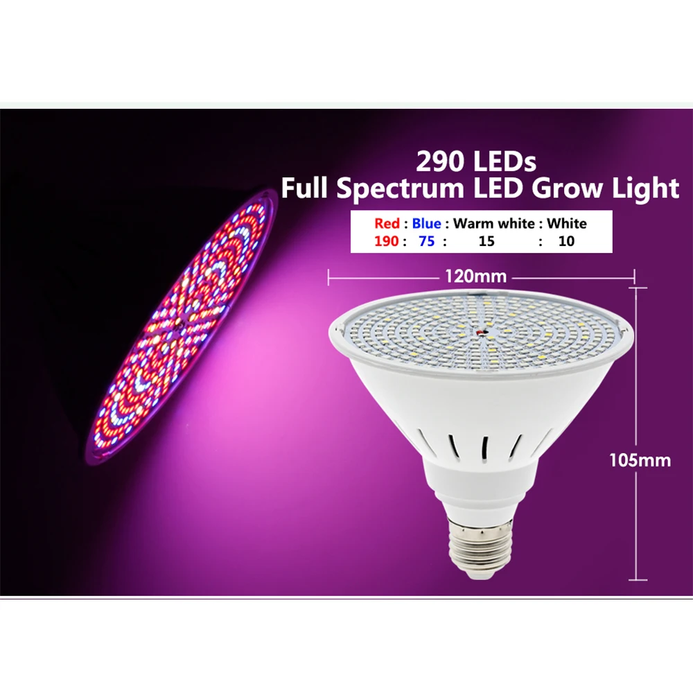 LED Grow Light E27 220V 80 200 290 LEDs Plant Growth Light Bulb For Indoor Garden Plants Flower Growing Lighting.