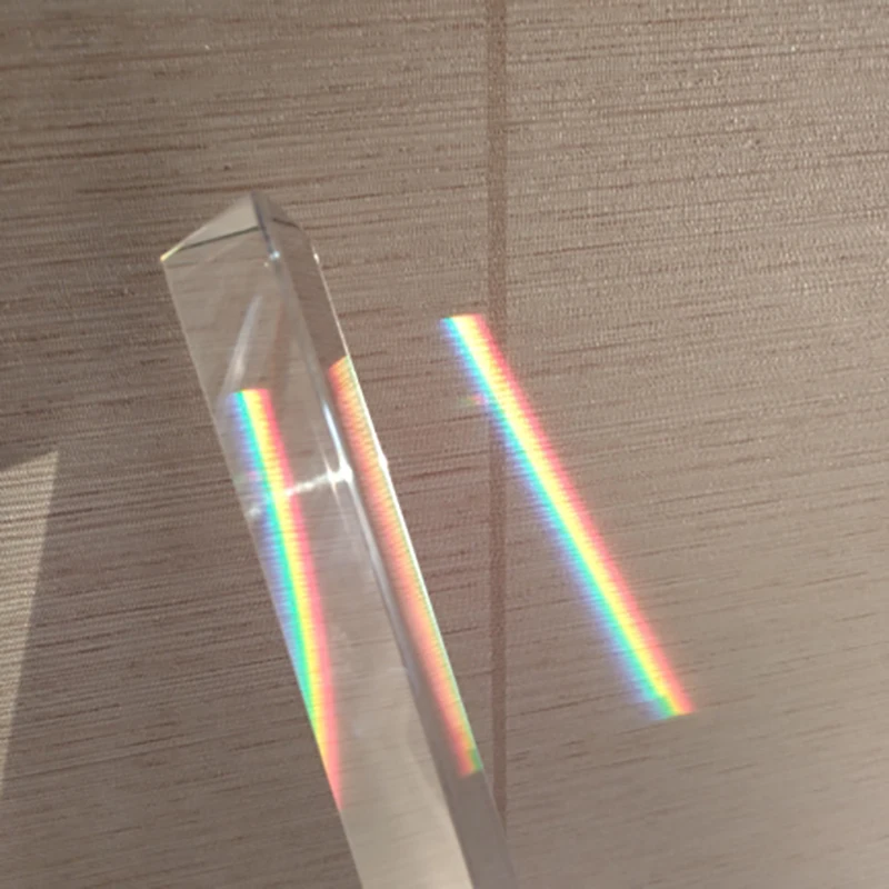 Prisme triangulaire en cristal, 30x30x150mm, prisme perforé avec vis dorées  pour prise de vue en Studio, verre arc-en-ciel