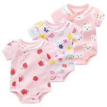 Barboteuse à fleurs pour bébés filles, vêtements de dessin animé, combinaison à fraises pour enfants, vêtements d'été mignons pour nouveau nés filles