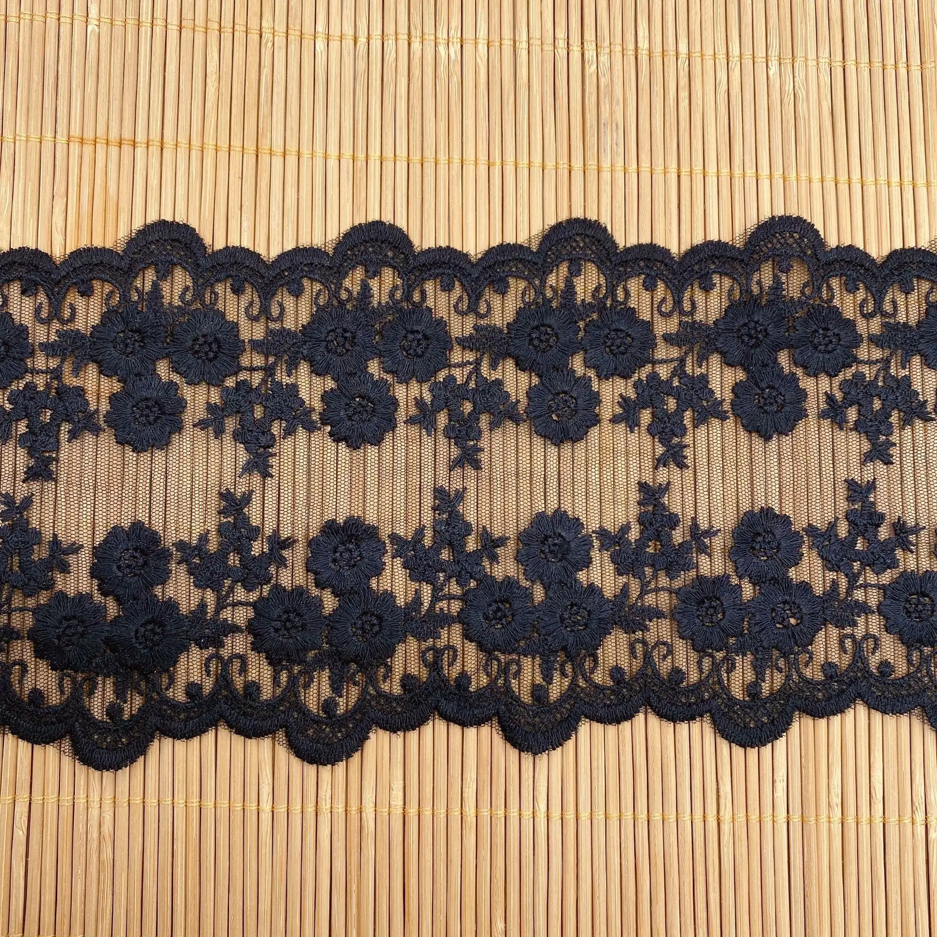 

12.4cm WidthEmbroidered Mesh Flower Silk Lace Fabric 3 yards DIY Skirt Women's Clothing Accessories Sewing Tull Ribbons