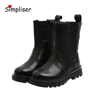 

Children Boots Genuine Leather Fashion Boots For Kids Girls Black Brown Autumn Winter Boots Real Leather Anti-slip shoes 2020