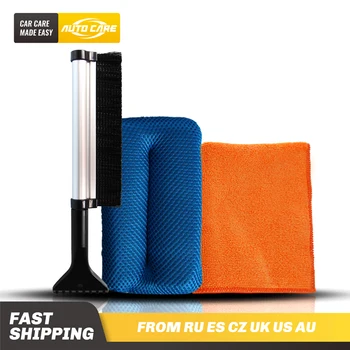 

Extendable Telescoping Snow Brush With Sponge Towel Kit Ice Scraper for Winter Car Vehicle Windshield with Stiff Bristle Brush
