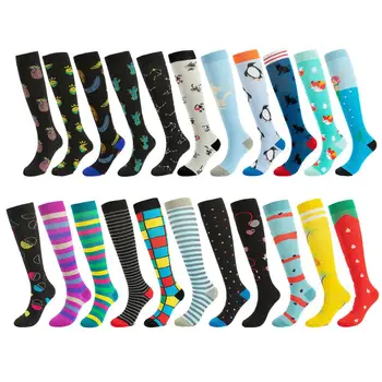 

100 Pairs/lot Wholesale Compression Socks Multi Pattern Pressure Women Men Compress Nylon Sport Stockings